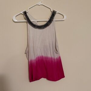 Free People Ombre Pink Beaded-Neck Tank Top